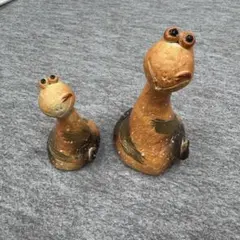 オオハシ置物☆メキシコ・トナラ陶器製 ☆2体セット☆横20,5cm