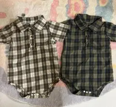 ほぼ未使用 ベビー服 襟付きシャツ ポロシャツ チェック柄 2枚セット 男の子