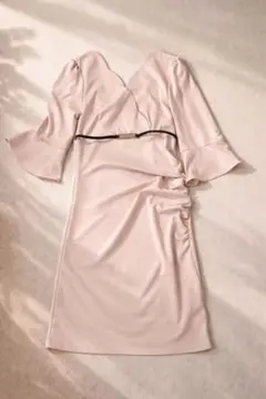 ピンク フレアスリーブ ラップドレス キャバ嬢ドレス