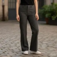 美品 ジーユー GU フレアパンツ M グレー ゴムウエスト ゆったり