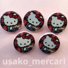 サンリオ ハローキティ キティちゃん ボタン バイオリン チェック柄 5個セット