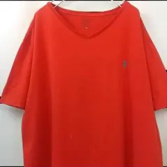 POLO ラルフローレン ロゴ刺繍 ビッグサイズ VネックTシャツ 2XL 古着