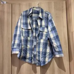 H&M チェック柄 長袖シャツ ブルー系 Mサイズのサムネイル