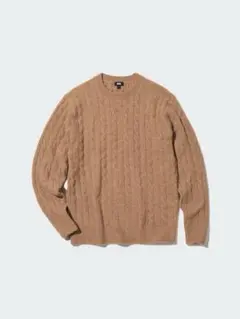 UNIQLO スフレヤーンケーブルクルーネックセーター ベージュ Lサイズ