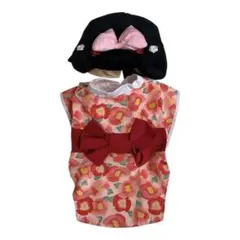 【かつら付】ペット用 着物 椿柄 Sサイズ 防水 防風 犬服 七五三 お正月