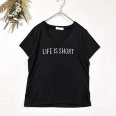 セシルマクビー ロゴ Tシャツ 半袖カットソー Vネック プリント ブラック Mのサムネイル