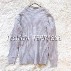 テチチテラス リブニット 長袖セーター モックネック シンプル カジュアル