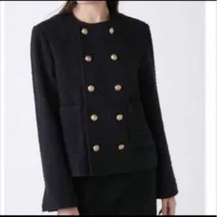 専用⚫︎ミラオーウェン ⚫︎ノーカラー コンパクトダブルツイードジャケット S