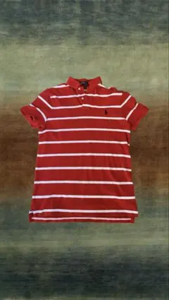 ポロ・ラルフ・ローレン 赤 ストライプ ポロシャツ