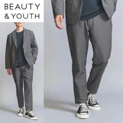 美品！BEAUTY&YOUTHTEXBRIDノープリーツテーパードパンツMグレー