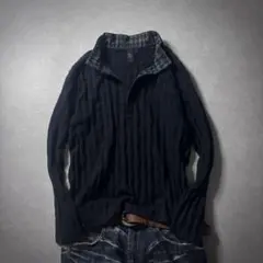 00s Diamond Pattern knit Shirt y2k お兄系