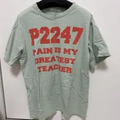 メッセージプリント 半袖Tシャツ ペールグリーン Fサイズのサムネイル