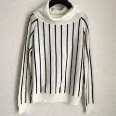 Te chichi タートルネック ストライプ　セーター 白