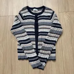マルチボーダー　シアーリブ　カーディガン　Te chichi 黒　フリーサイズのサムネイル