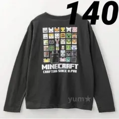 新品タグ付き★マインクラフト　長袖Tシャツ　ロゴ刺繍入り　クロ　140