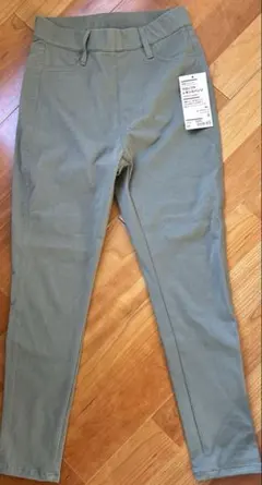 無印良品 クロップドレギンスパンツ 涼感ストレッチ カーキグリーン　S