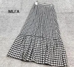 【エムリア】ティアードギンガムチェックスカート フレア ロング