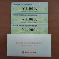 ビックカメラ　優待券　1,000円　3枚