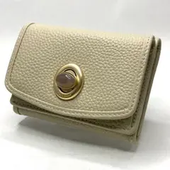 未使用✨HASHIBAMI 三つ折り財布 天然石 ベージュ ミニ 財布 ハシバミ
