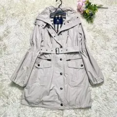 【メガチェック/はっ水】バーバリーロンドン　スプリングコート　ベージュ　メッシュ