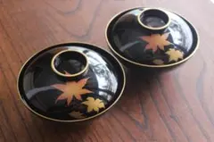 時代逸品！時代黒漆に優美な熨斗煮干蒔絵の映えるお椀2点（検輪島塗蒔絵椀煮物椀 時代逸品！時代黒漆に優美な熨斗煮干蒔絵の映えるお椀2点（検輪島塗