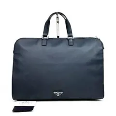 【美品】プラダ 三角ロゴ ビジネスバッグ シルバー金具 サフィアーノレザー 紺色のサムネイル