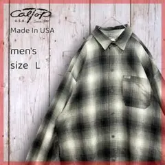 USA製★CALTOP キャルトップ★長袖シャツ★オンブレチェック★Ｌサイズ