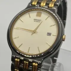 美品 稼働品 SEIKO クォーツ メンズ腕時計 デイト表示 ゴールド×シルバーのサムネイル