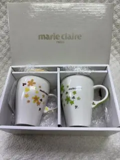 新品マリ.クレールmarie claire 花柄マグカップ ペア2個セット