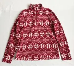 ランズエンド　ノルディックフリース　雪柄　赤　スキー　スノボ　モンベル