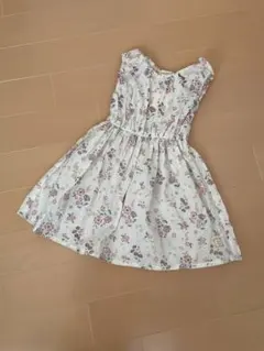 新品 ニコリト 花柄 フラワー ノースリーブ ワンピース 白 ホワイト 110