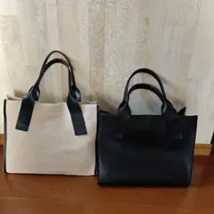 トートバッグ 2点セット キャンバス ブラック&生成りのサムネイル