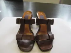 大幅値下げしました！！ラルフローレン　ブラウンレザー中ヒールサンダル(7cm」のサムネイル