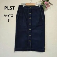 「PLST」プラステ デニムスカート インディゴフロントボタン サイズSのサムネイル