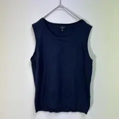 TALBOTS タルボット ピマコットン ノースリーブニット ネイビー ベスト