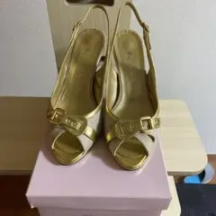 DIANA ダイアナ　ハイヒール　24cm　ゴールド　キャンバス　エナメル