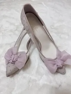 Launa lea リボン付き薄紫色ハイヒール 23.5cm