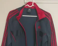 adidas アディダス ジャージ上 紺 M 赤刺繍ロゴ トラックジャケット