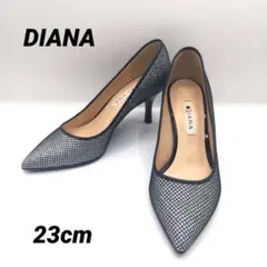 極美品+DIANA ポインテッドトゥ パンプス ピンヒール ラメ ヒール7cm
