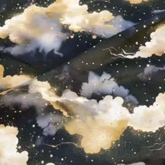 新柄　朝日雲と青空柄綿シーチングプリント生地ハギレ布