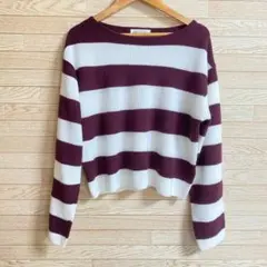 H&M ボーダー ニット ショート丈 S クロップド 韓国きれいめカジュアル新品