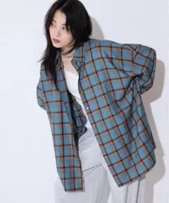 【新品/タグ付き】JEANASIS アソートチェックシャツ ブルー系×オレンジ