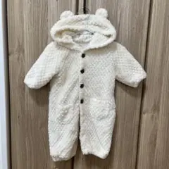 ロンパース 白色 もこもこ クマ 50cm 60cm 70cm