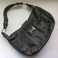 ダークグリーン レザー ショルダーバッグ made in Italy