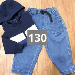 UNIQLO ドライスウェット　フルジップパーカー　デニム　130