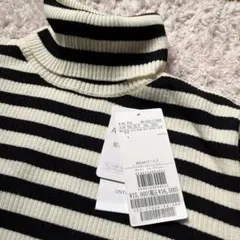 【新品未使用】UNTITLEDクリアウール ボーダータートルニット 04(LL)