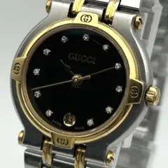 稼働美品 GUCCI 腕時計 9000L 11Pダイヤ デイト ゴールド3654 - メルカリ