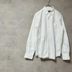 ナノユニバース　綿100%　シャツ　長袖　白　コットン　カジュアル　春夏秋　S