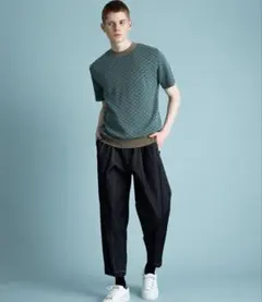 UNITED TOKYO 小紋柄ショートスリーブニット