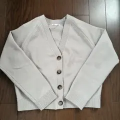 GU スポンジニット Vネック カーディガン グレー S